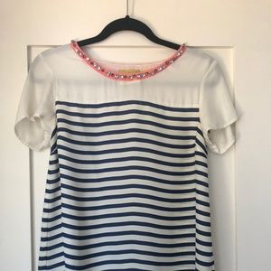 Anthropologie Maeve striped shirt with jewel neck